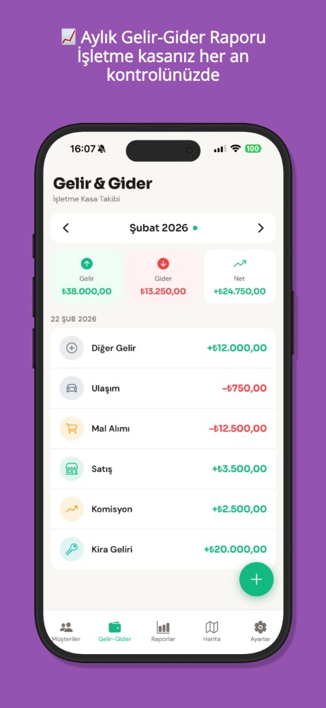 Tahsilo çoklu para birimi ve gelir gider takibi ekranı